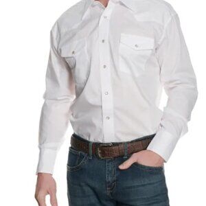 Wrangler Men's White Long Sleeve Western Shirt